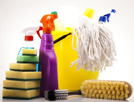Sorted recyclable materials and charity reuse items from a carpet cleaning service